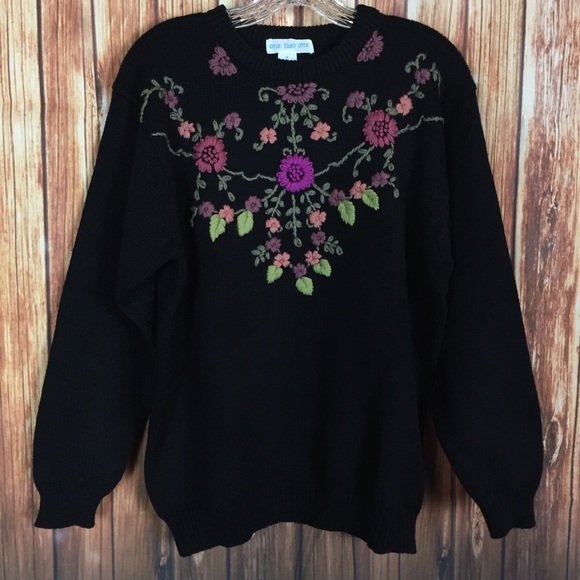 OneTwoOne Floral Embroidered Acrylic Knit Sweater - Picture 1 of 6